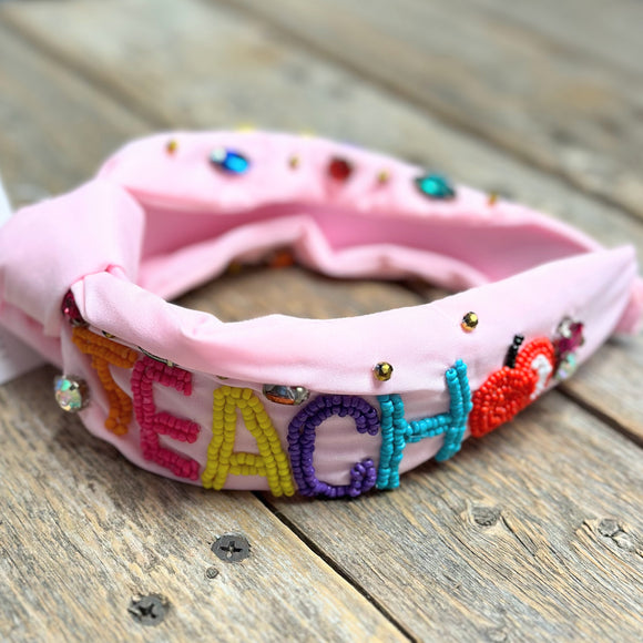 Embellished Knot Headband | Pink Teach