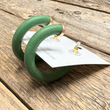 Wooden Tube Hoop Earrings | Green