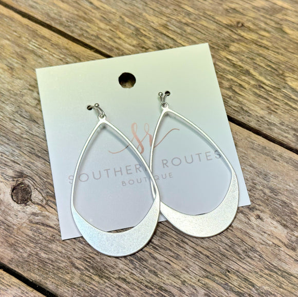 Worn Satin Teardrop Earrings | Silver