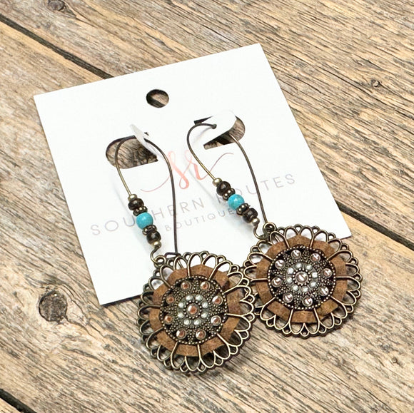 Bronze Stone Accent Earrings | Brown