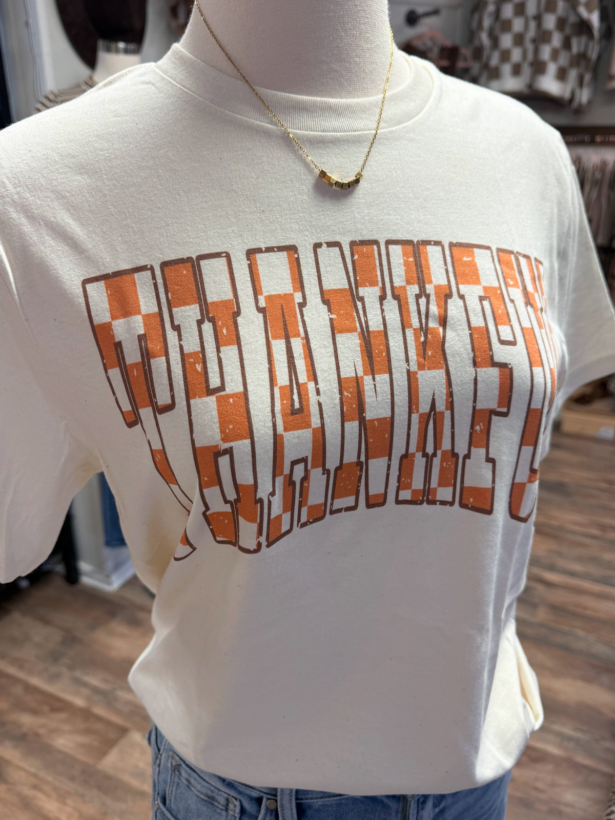 Thankful Checkered Tee | Natural