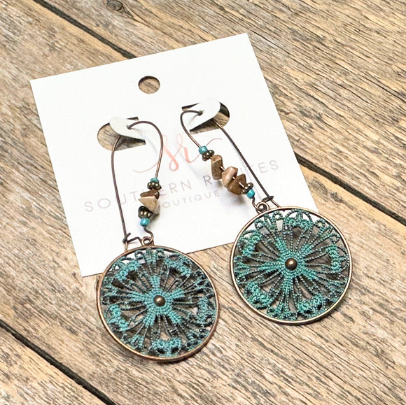 Patina Stone Accent Earrings | Turquoise