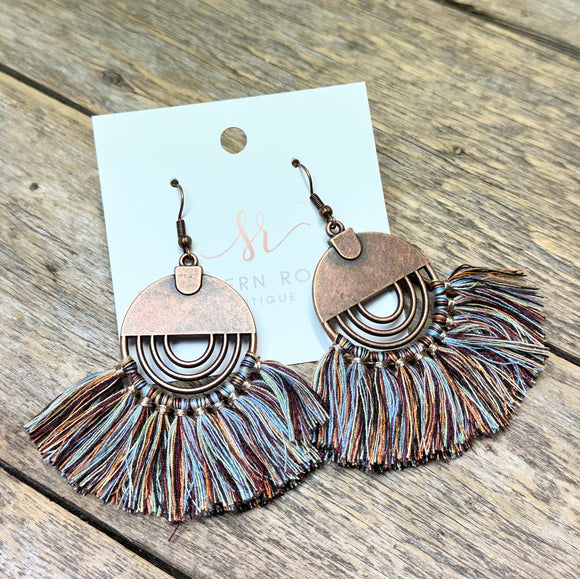 Copper Fringe Earrings | Multi