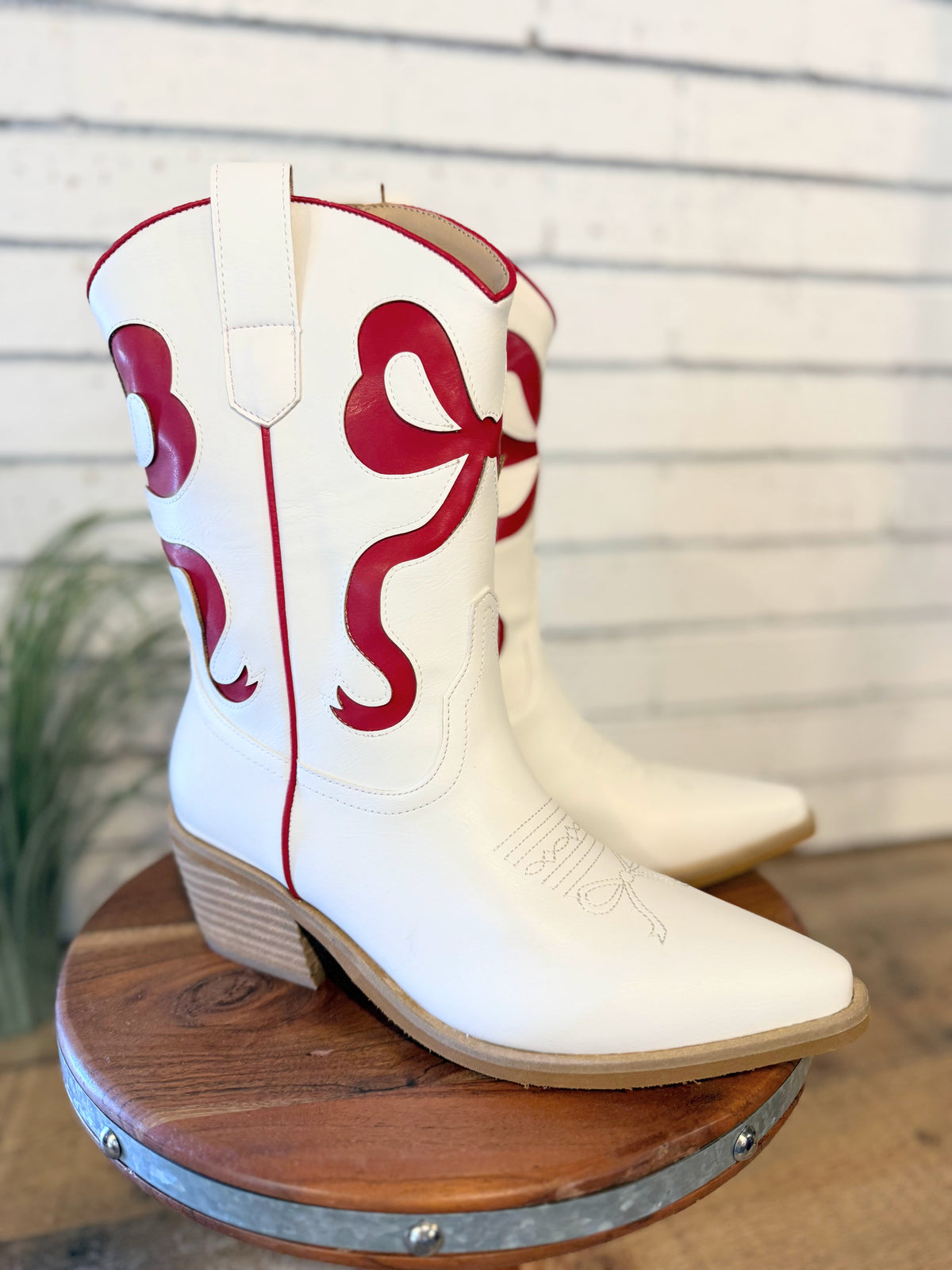 Ribbon Coquette Booties | White/Red