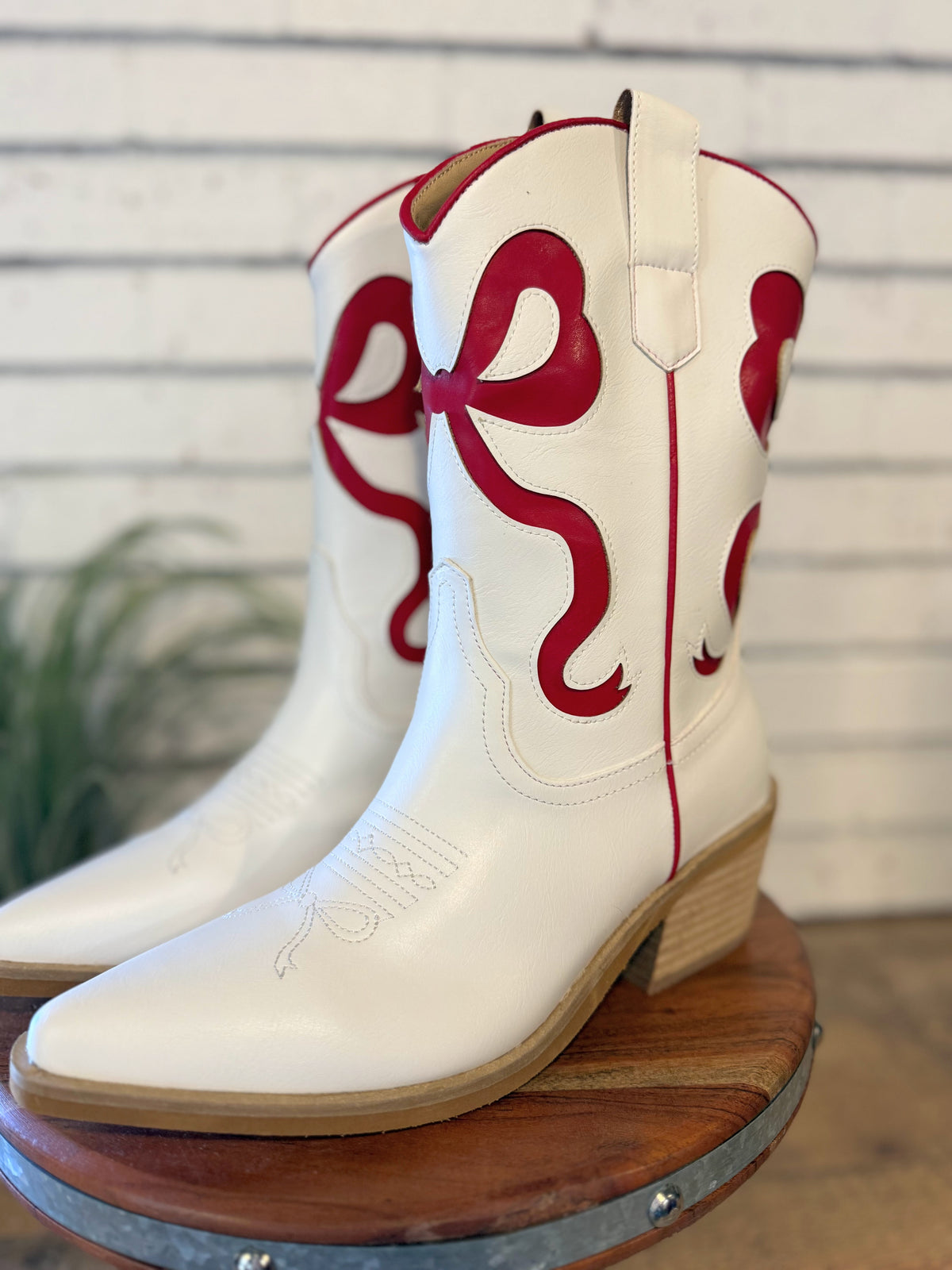 Ribbon Coquette Booties | White/Red