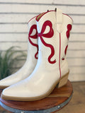 Ribbon Coquette Booties | White/Red