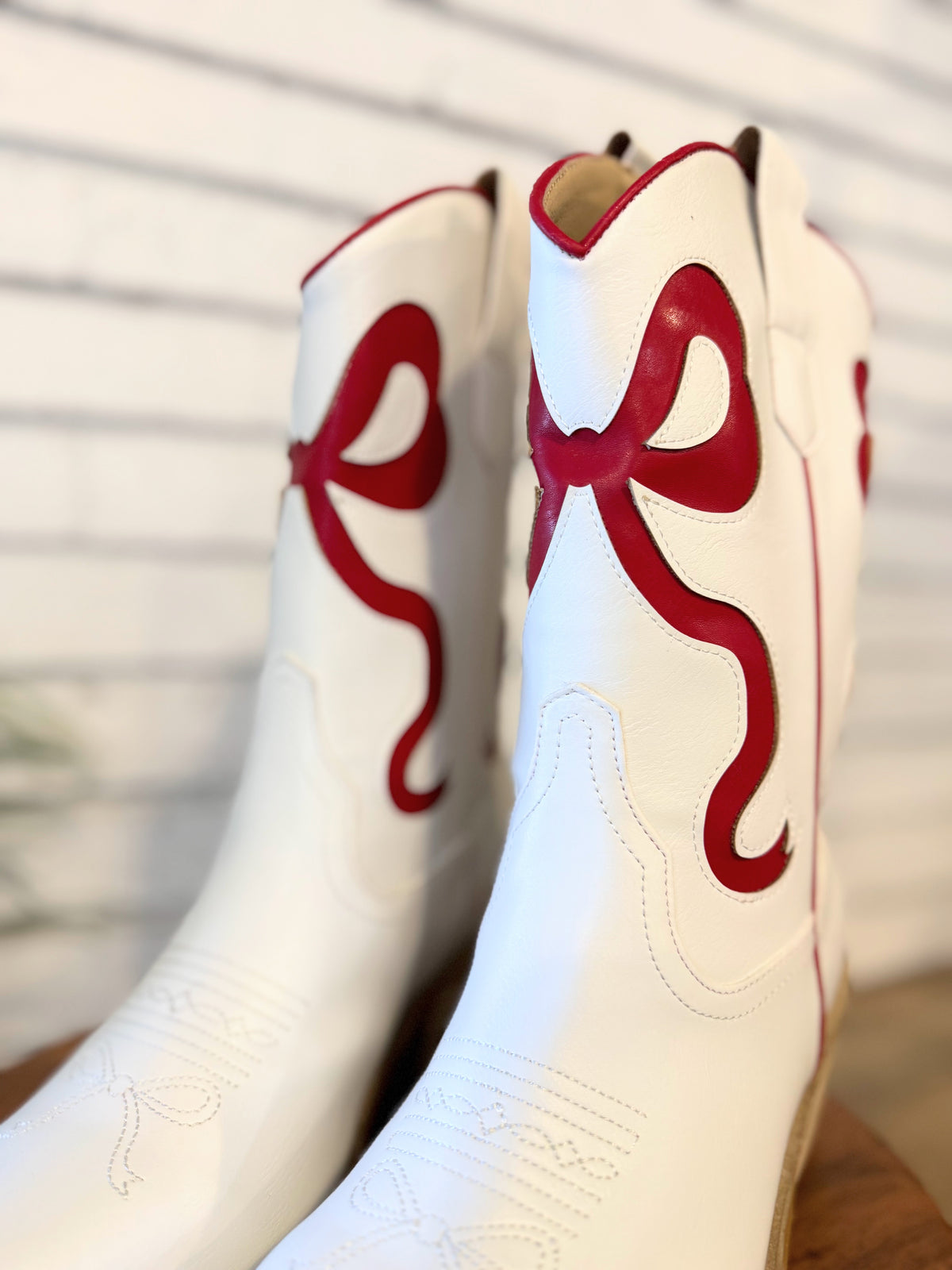 Ribbon Coquette Booties | White/Red