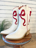 Ribbon Coquette Booties | White/Red