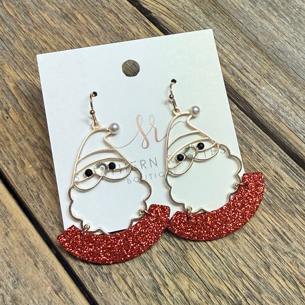 Santa Glitter Earrings | Gold/Red