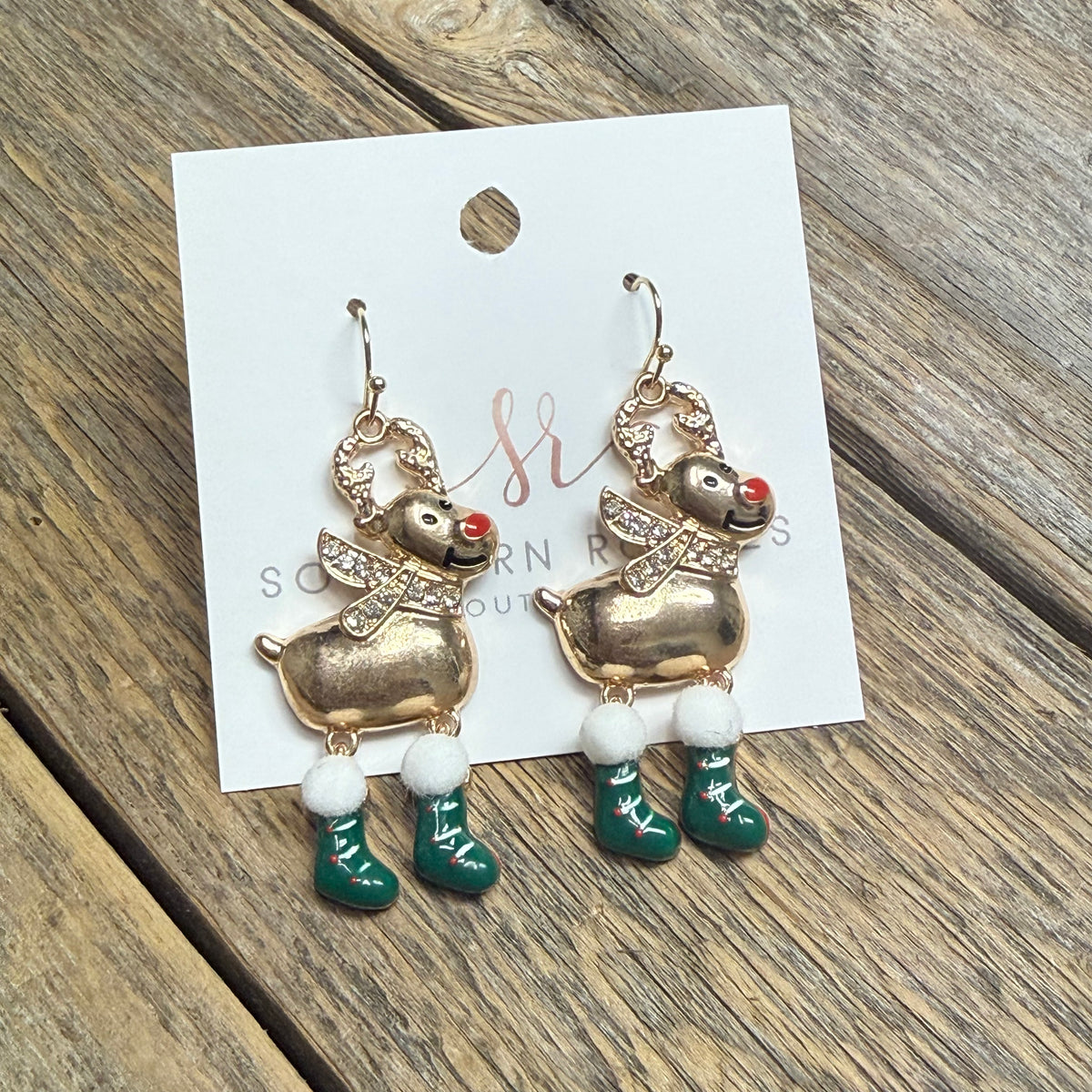 Reindeer Dangle Earrings | Gold