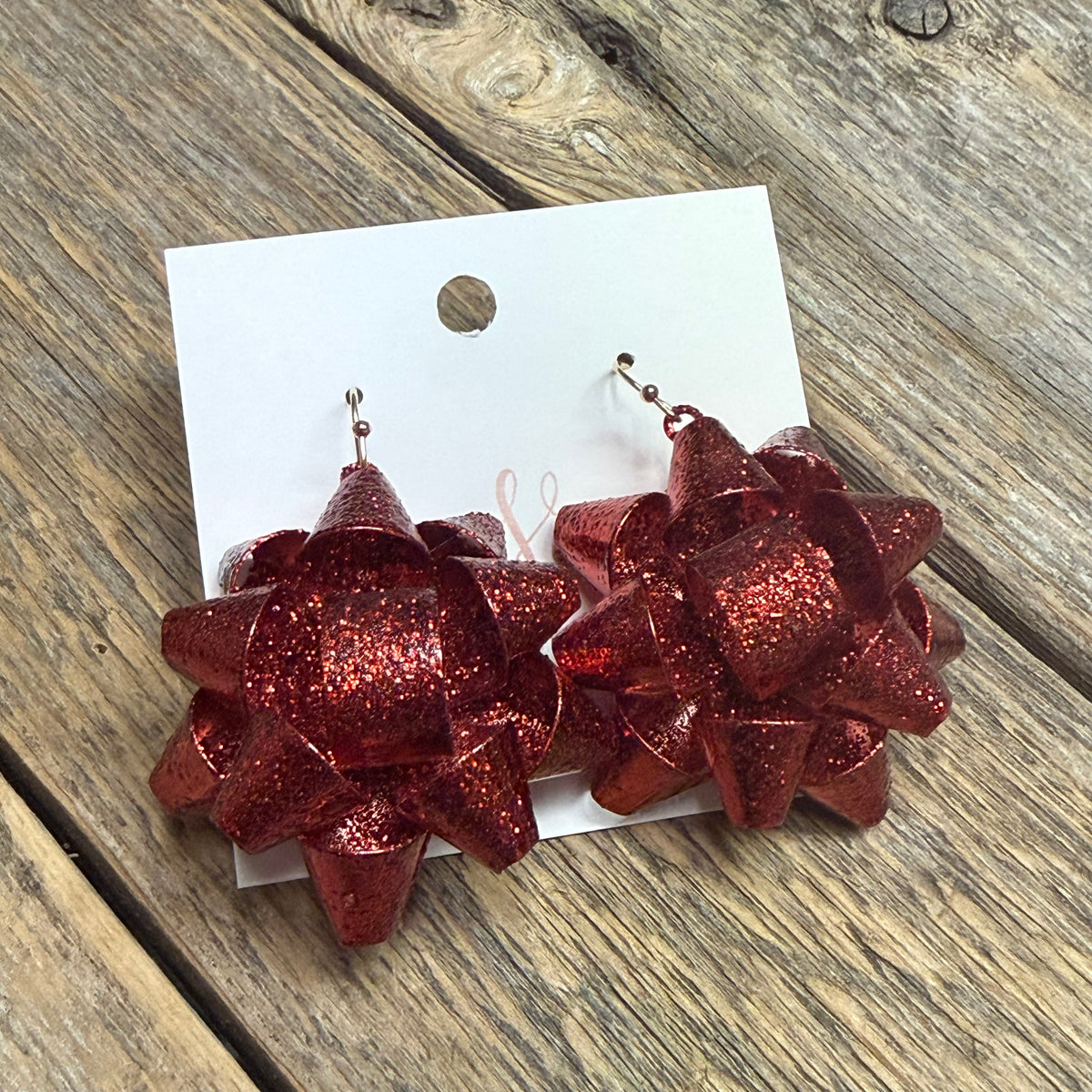 Christmas Wrapping Bow Earrings | Red