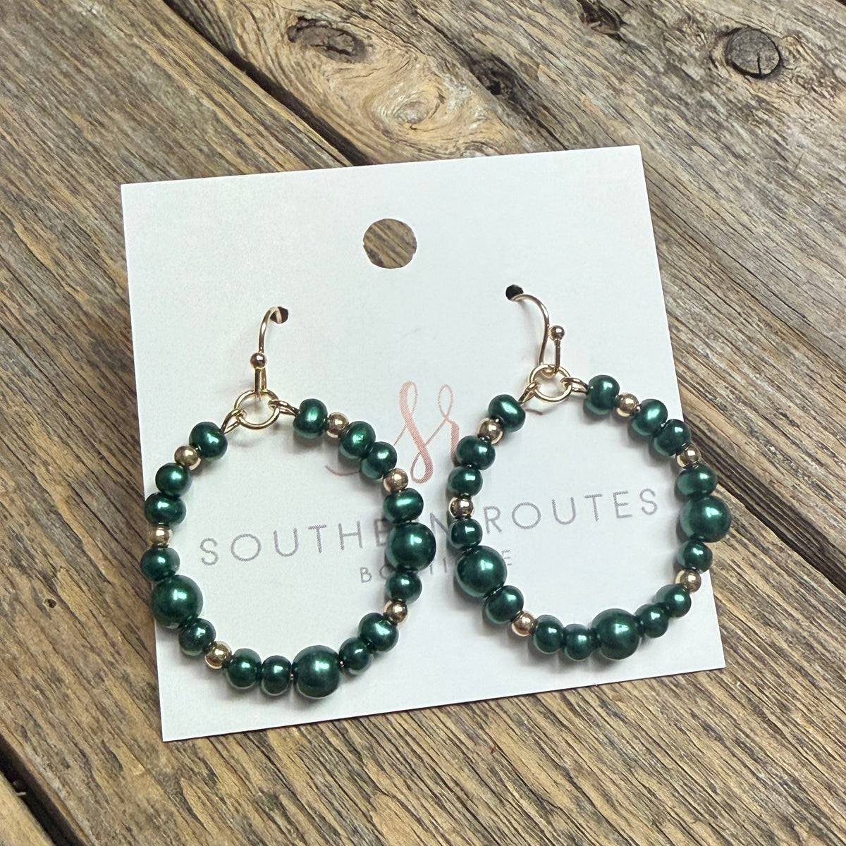 Festive Beaded Circle Earrings | Green
