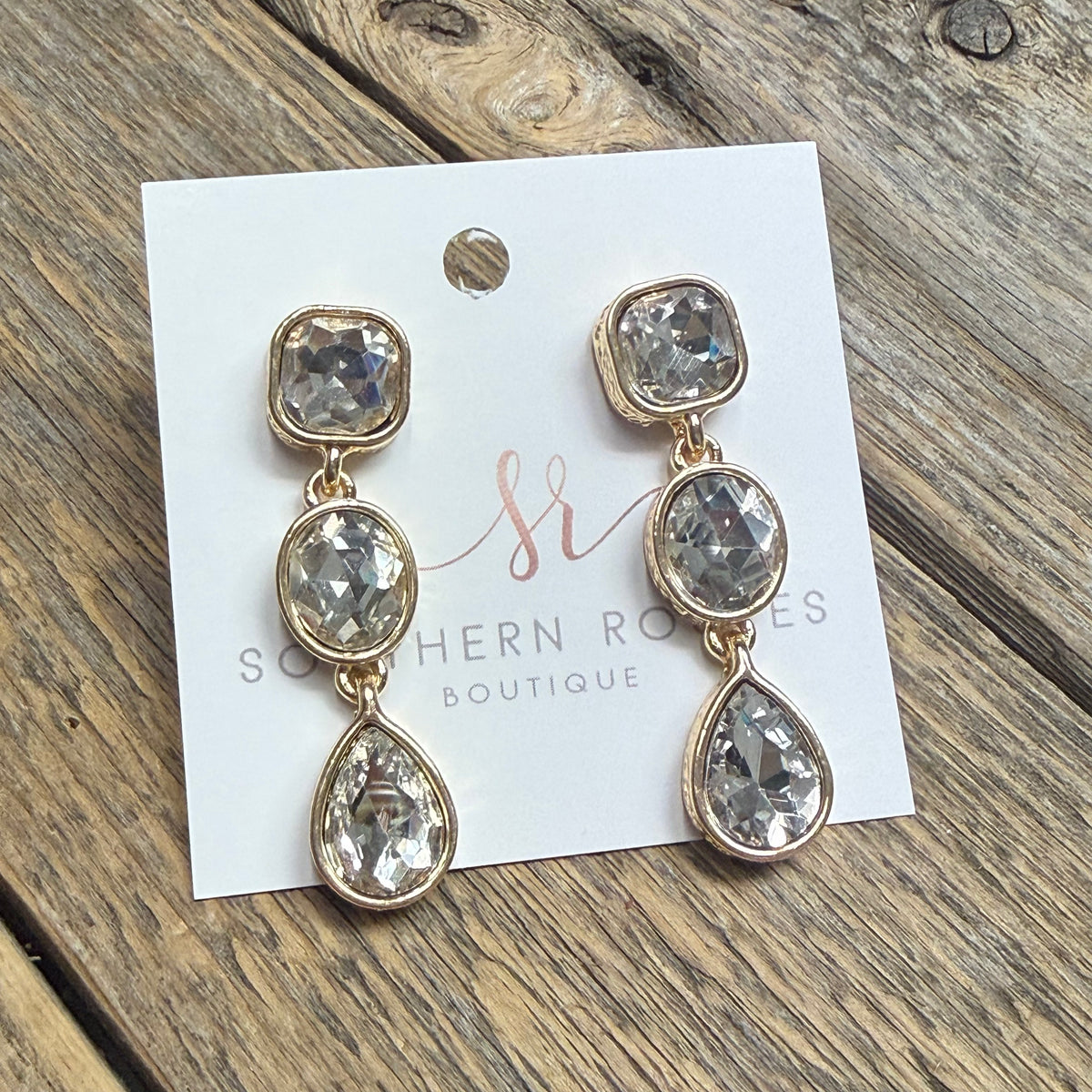 Christmas Crystal Drop Earrings | Clear