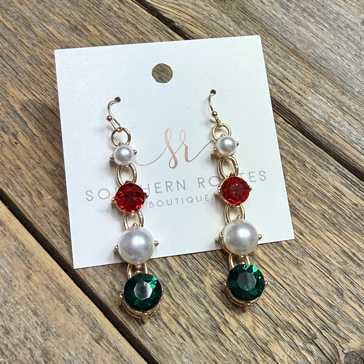 Christmas Crystal Pearl Drop Earrings | Mix