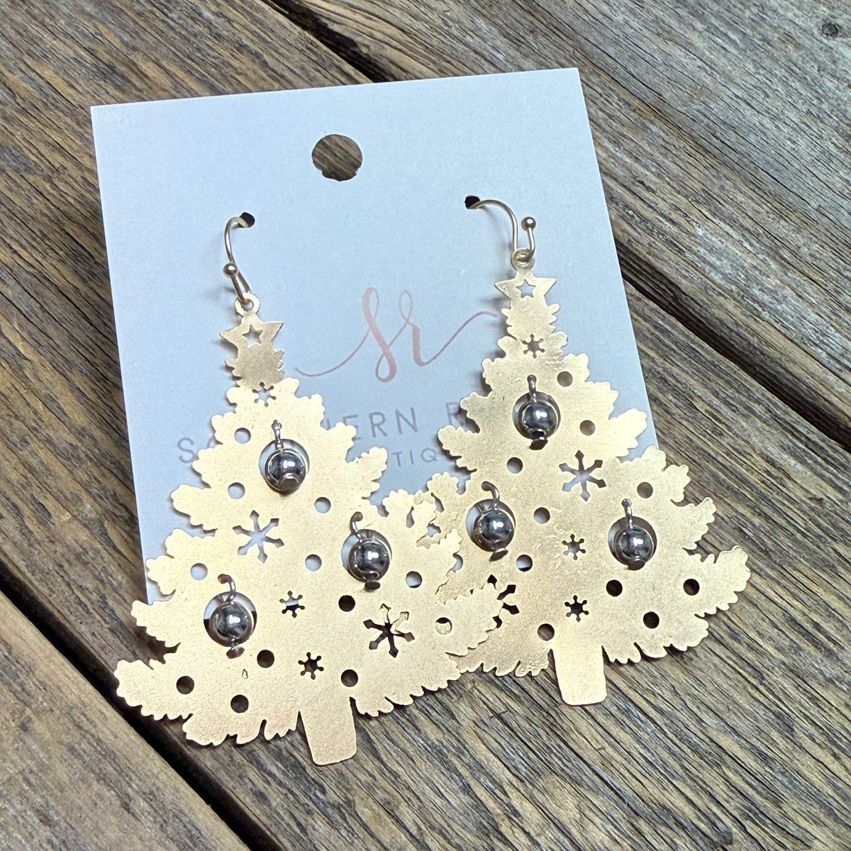 Jingle Bell Christmas Tree Earrings | Gold