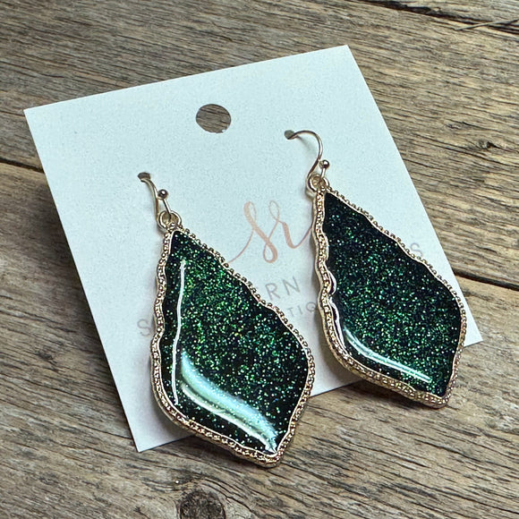 Glitter Sophee Drop Earrings | Green