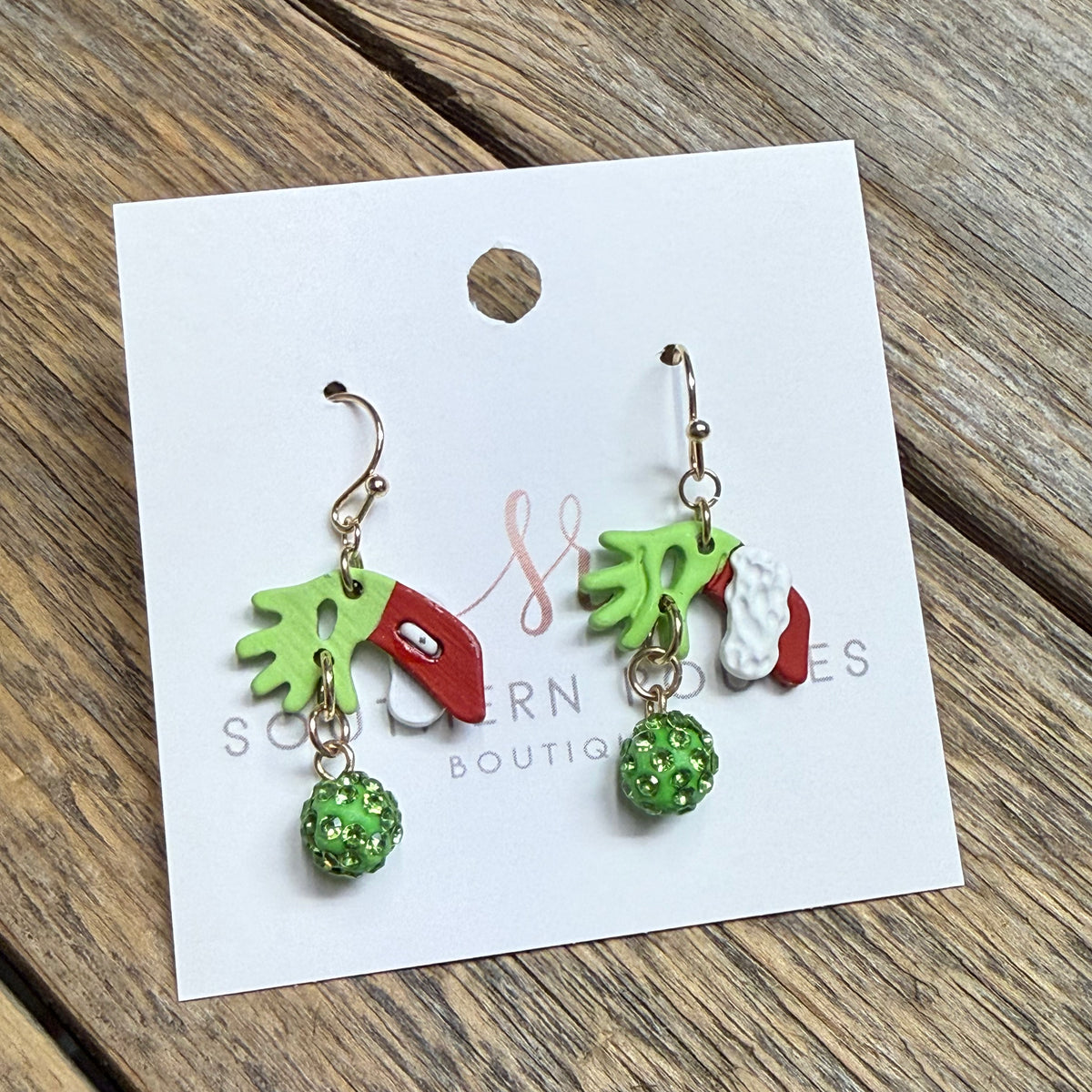 Grinch Hand Drop Earrings | Green