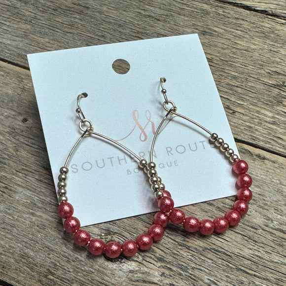 Beaded Teardrop Earrings | Red