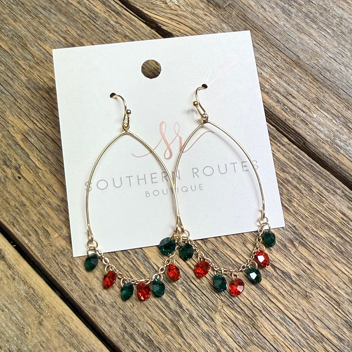 Christmas Beaded Drop Earrings | Red/Green