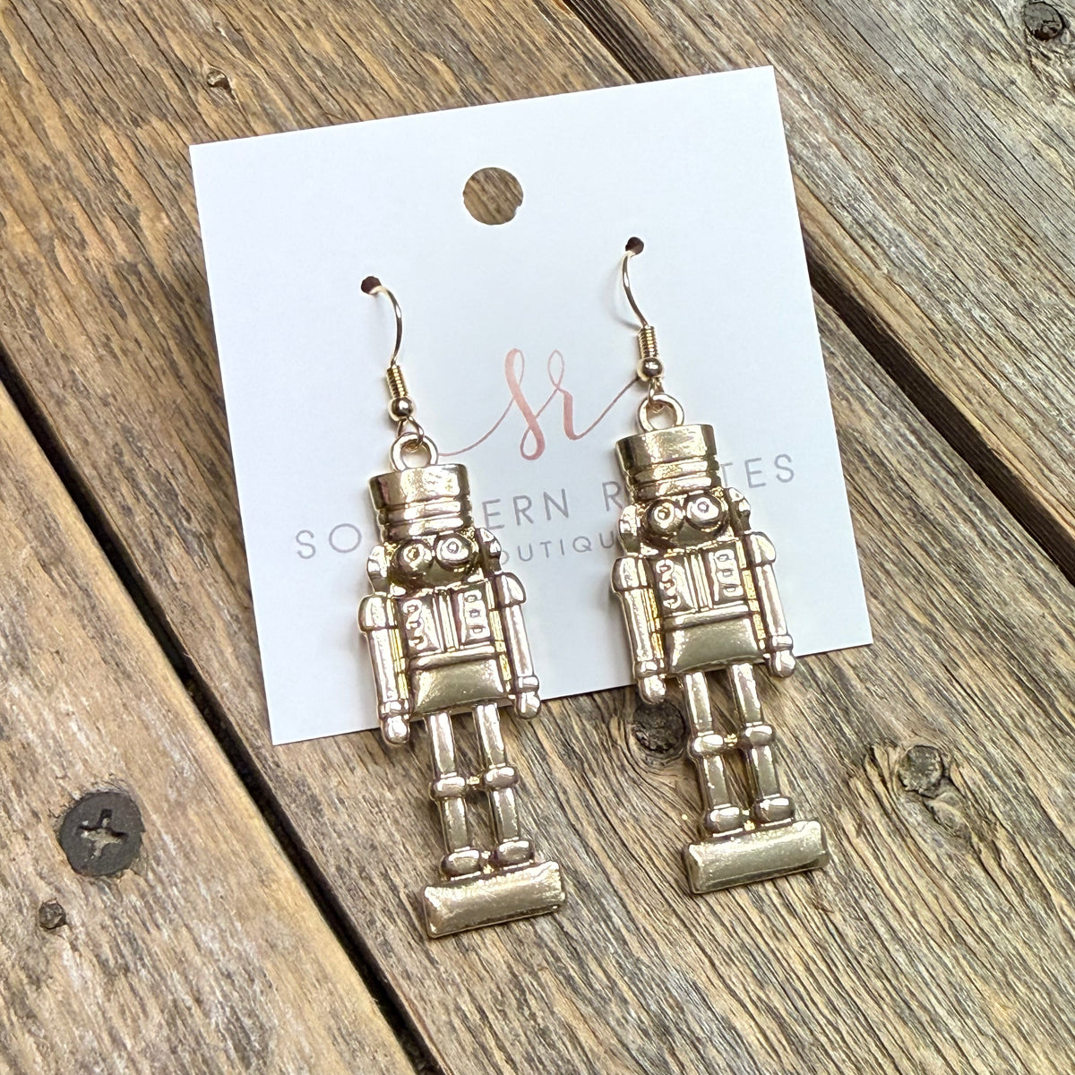 Nutcracker Metal Earrings | Gold