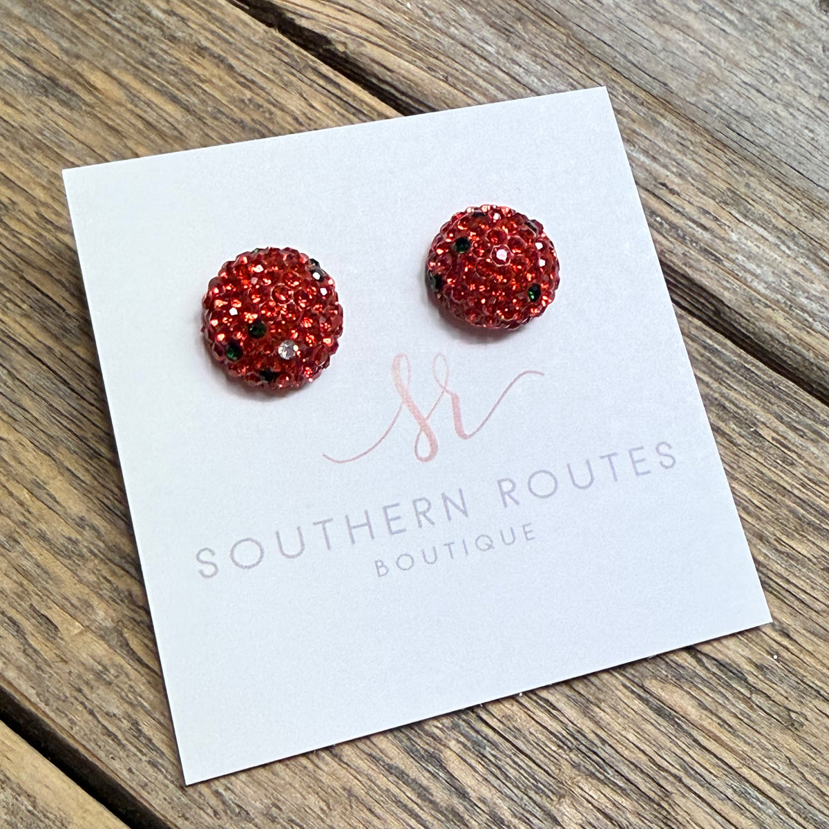 Christmas Bling Stud Earrings | Red Mix