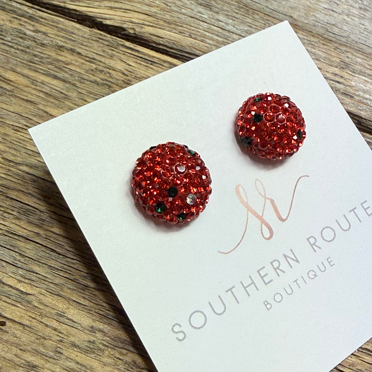 Christmas Bling Stud Earrings | Red Mix