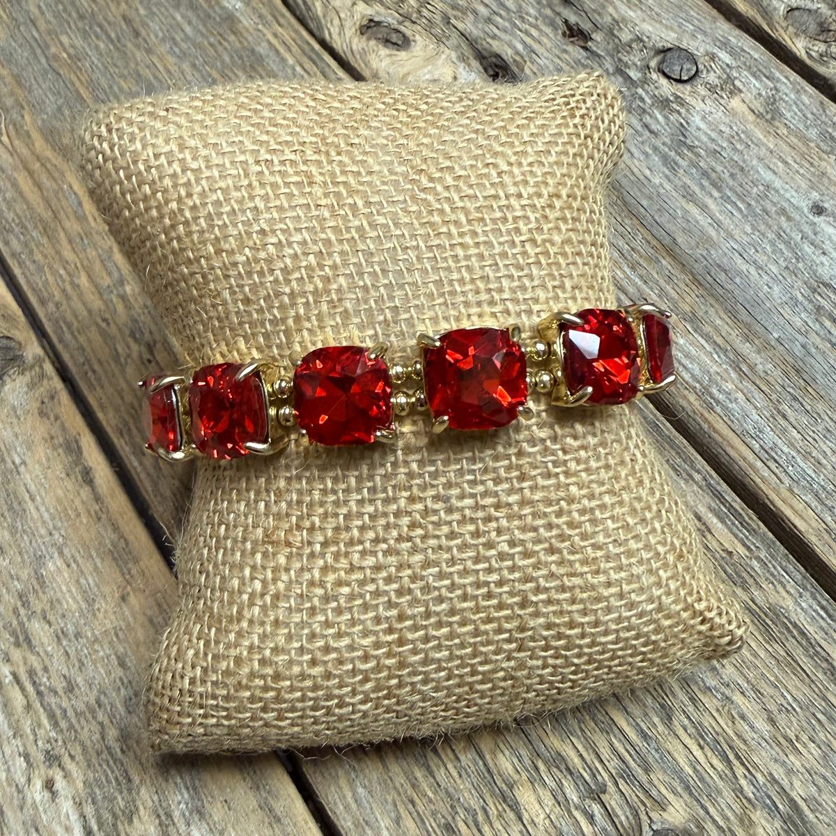 Crystal Jewel Stretch Bracelet | Red