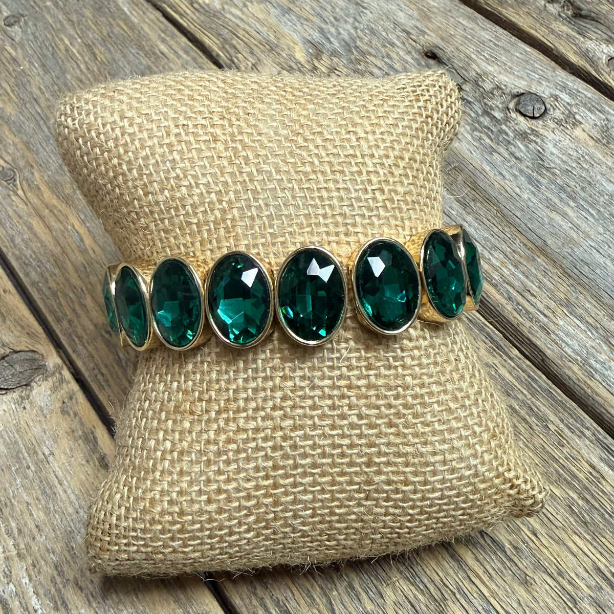 Crystal Jewel Stretch Bracelet | Green