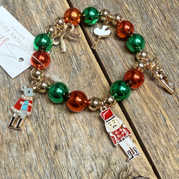 Nutcracker Charms Stretch Bracelet | Gold
