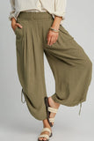 Linen Adjustable Pants | Grey Olive