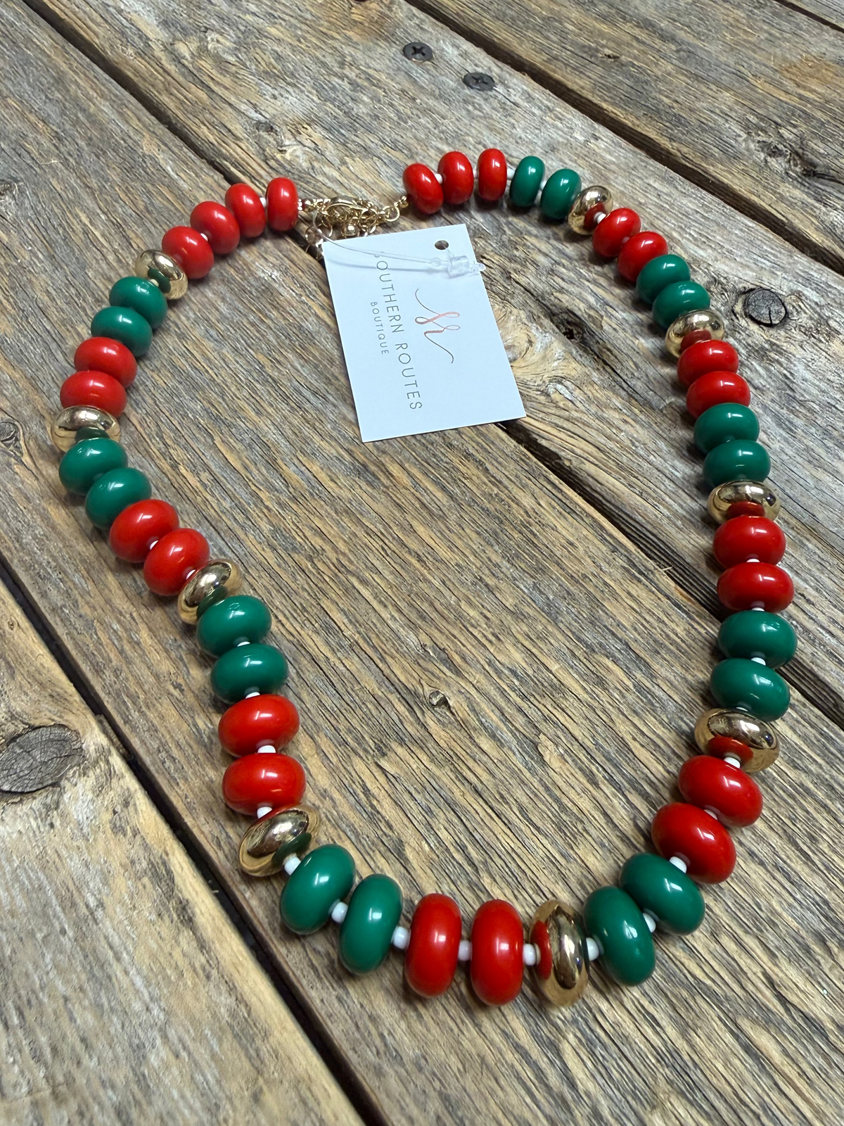 Christmas Bead Necklace | Red/Green