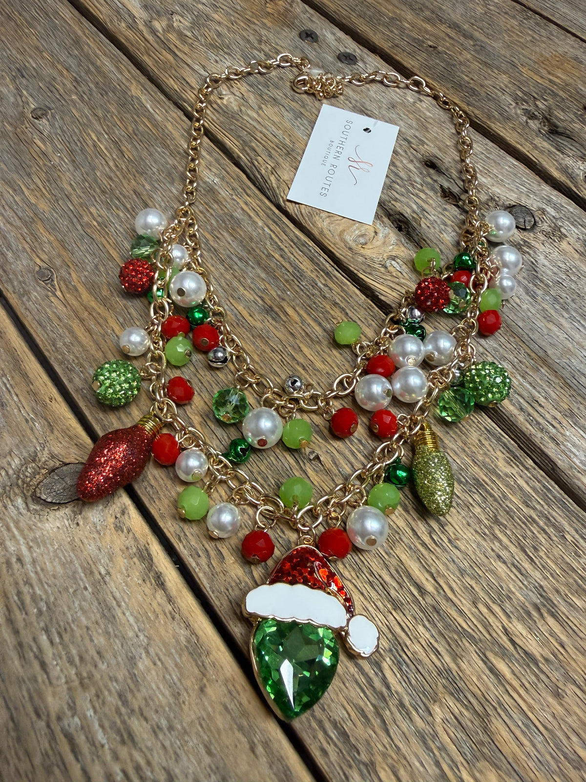 Grinch Charm Chain Necklace | Gold