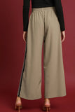 Leopard Trim Wide Leg Pants | Taupe