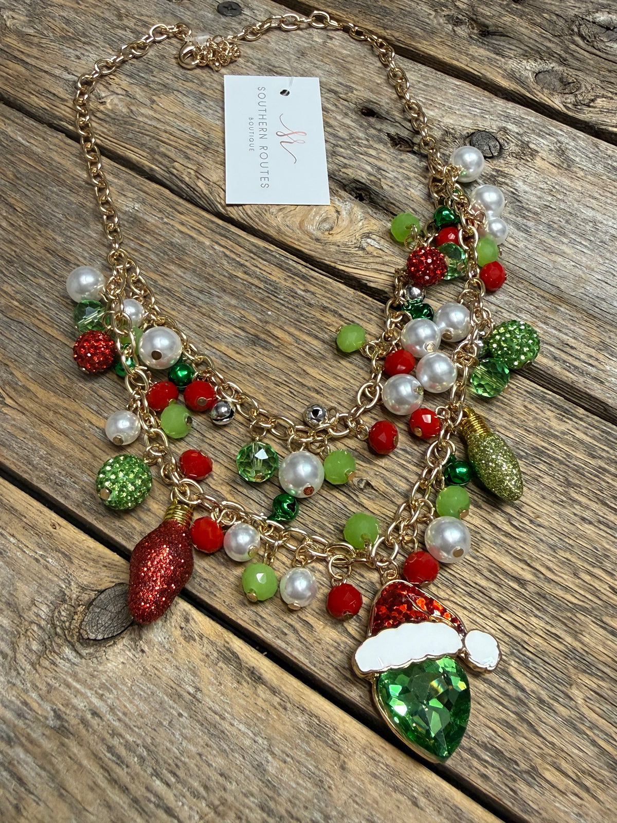 Grinch Charm Chain Necklace | Gold