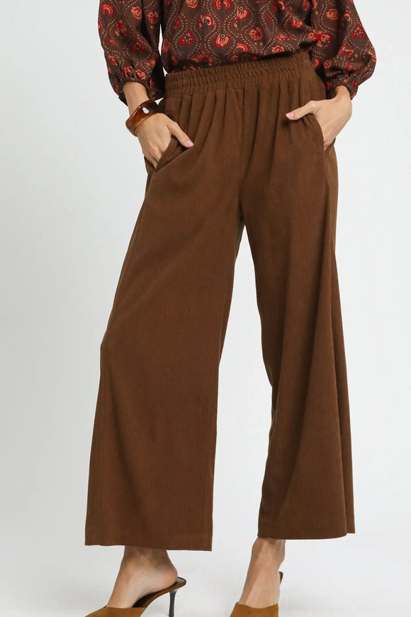 Wide Leg Corduroy Pants | Brown