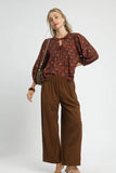 Wide Leg Corduroy Pants | Brown