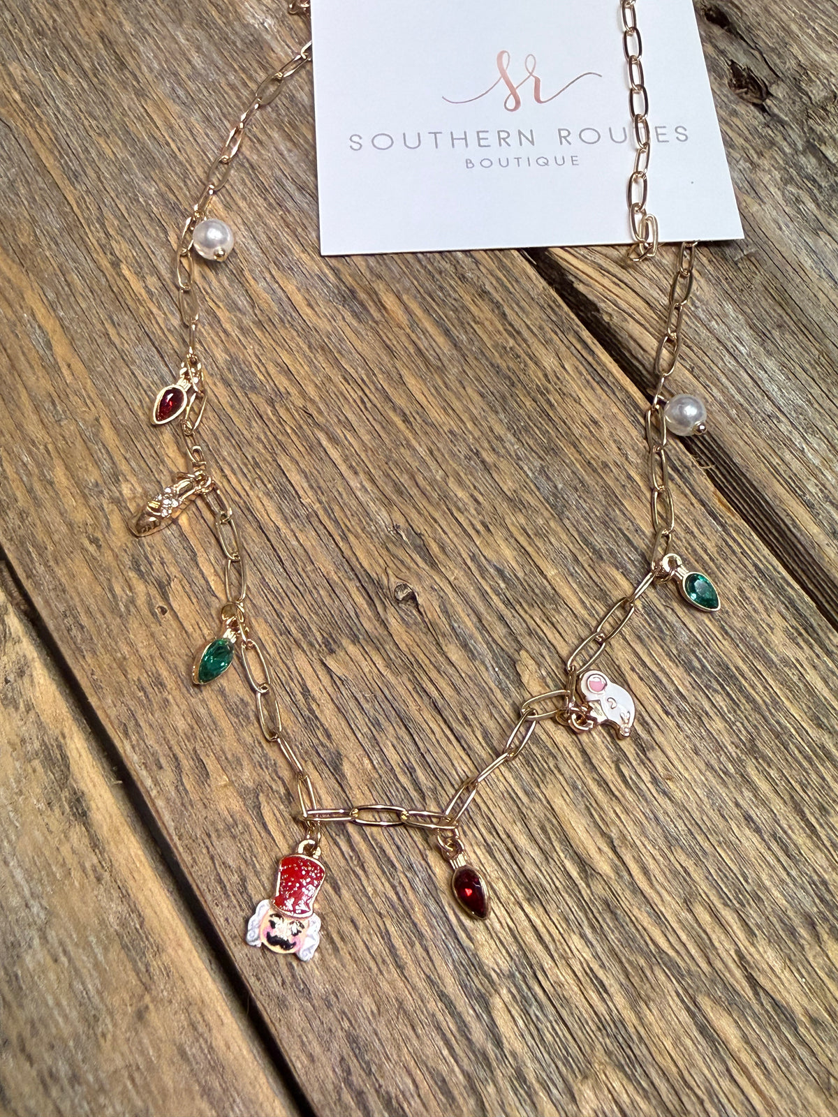 Christmas Nutcracker Charmed Chain Necklace | Gold