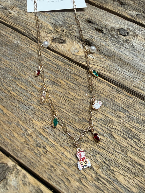 Christmas Nutcracker Charmed Chain Necklace | Gold