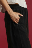 Wide Leg Corduroy Pants | Black