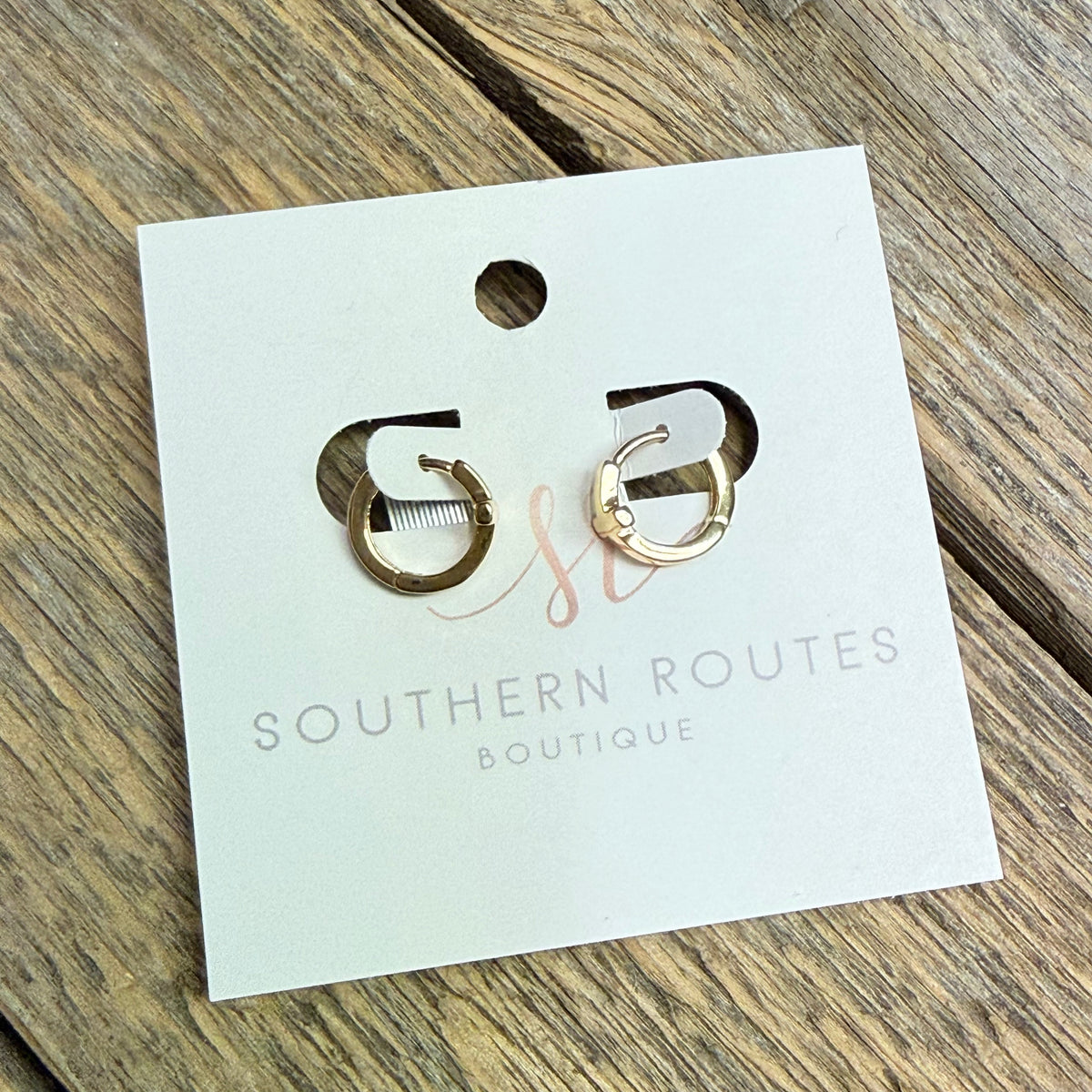 Minimalist Cross Huggie Hoop Earrings | Gold Dipped