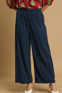 Wide Leg Corduroy Pants | Navy Blue
