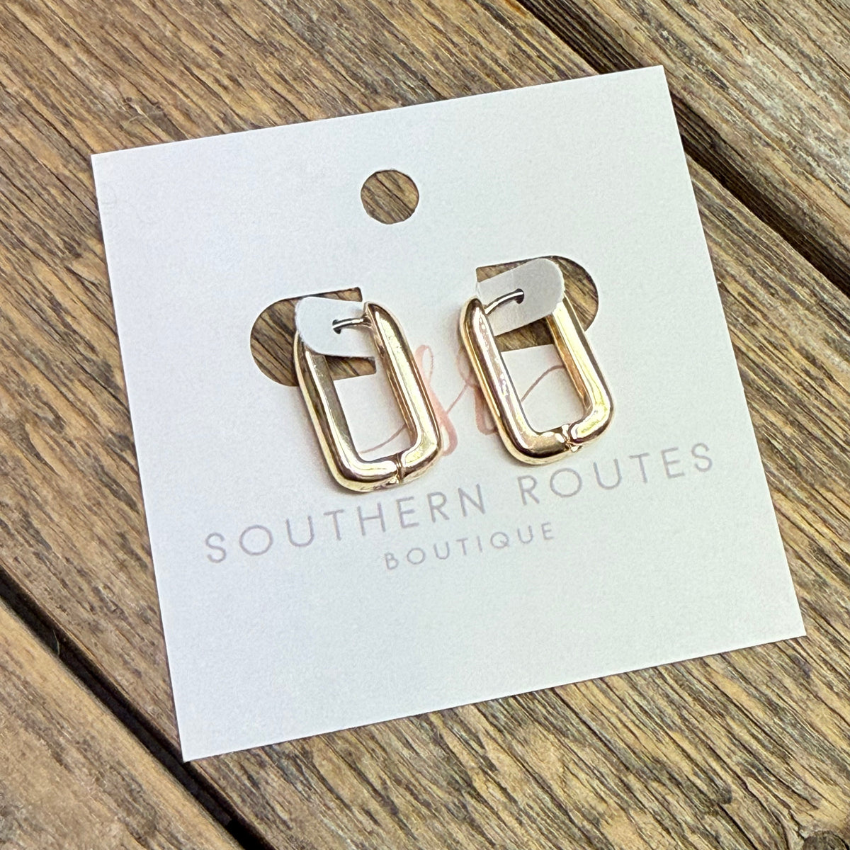 Rectangle Huggie Earrings | Gold