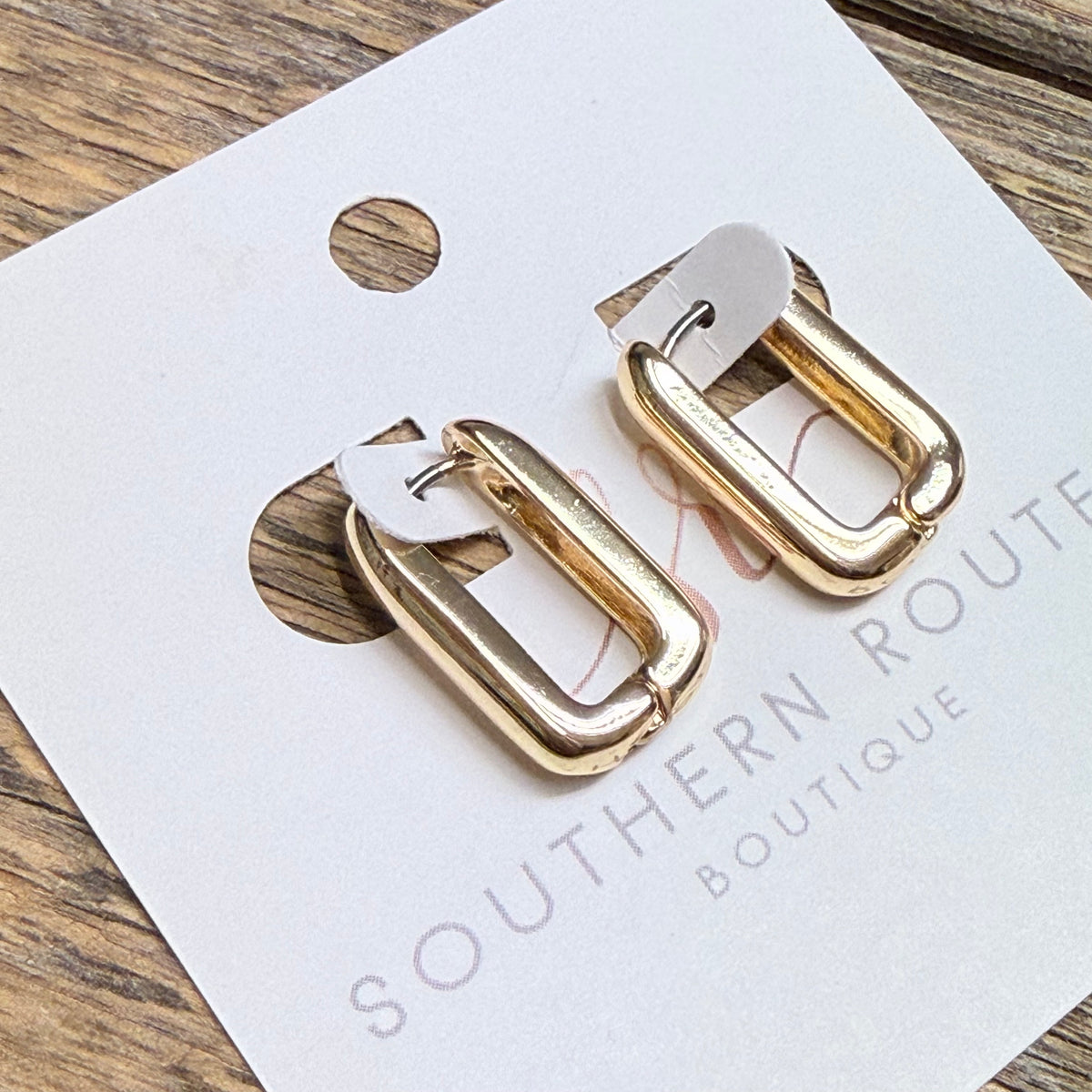 Rectangle Huggie Earrings | Gold