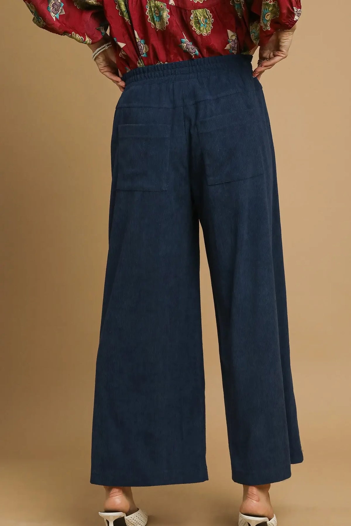 Wide Leg Corduroy Pants | Navy Blue