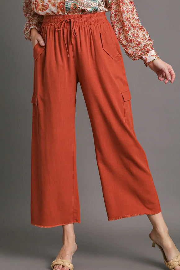 Linen Cargo Pants | Brick