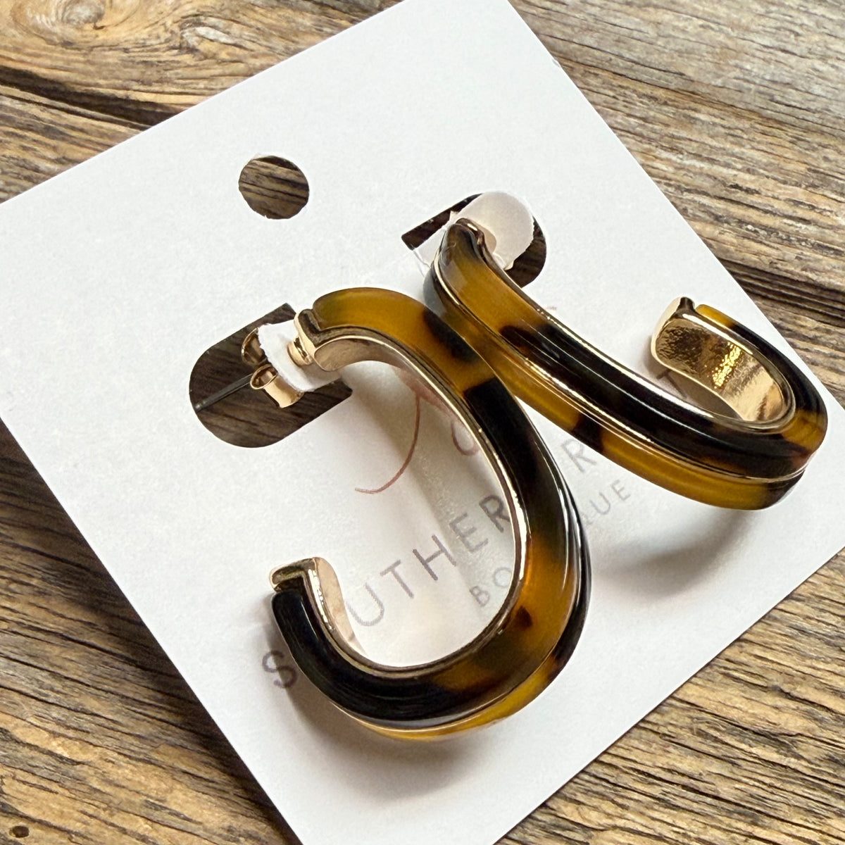 Acetate and Metallic Oval Hoop Earrings | Tortoise
