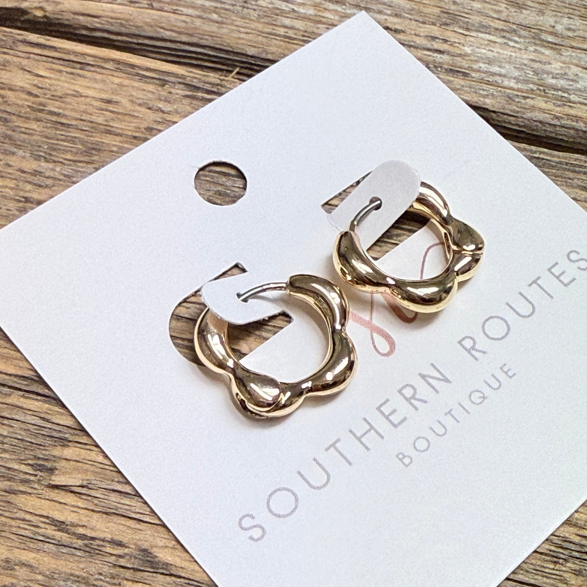 Circular Bubbled Huggie Earrings | Gold