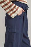 Linen Cargo Pants | Blue