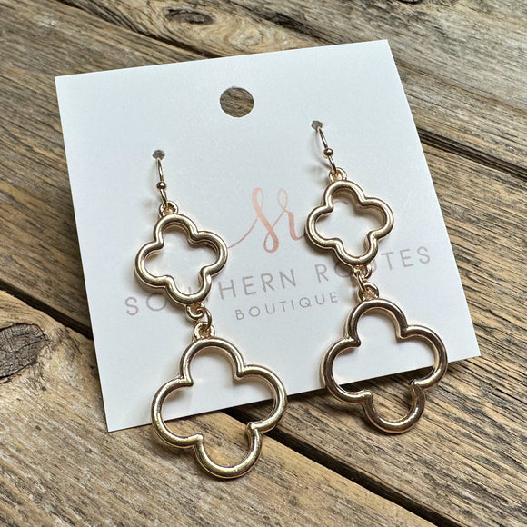 Double Quatrefoil Earrings | Gold