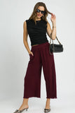 Cropped Linen Frayed Hem Pants | Merlot